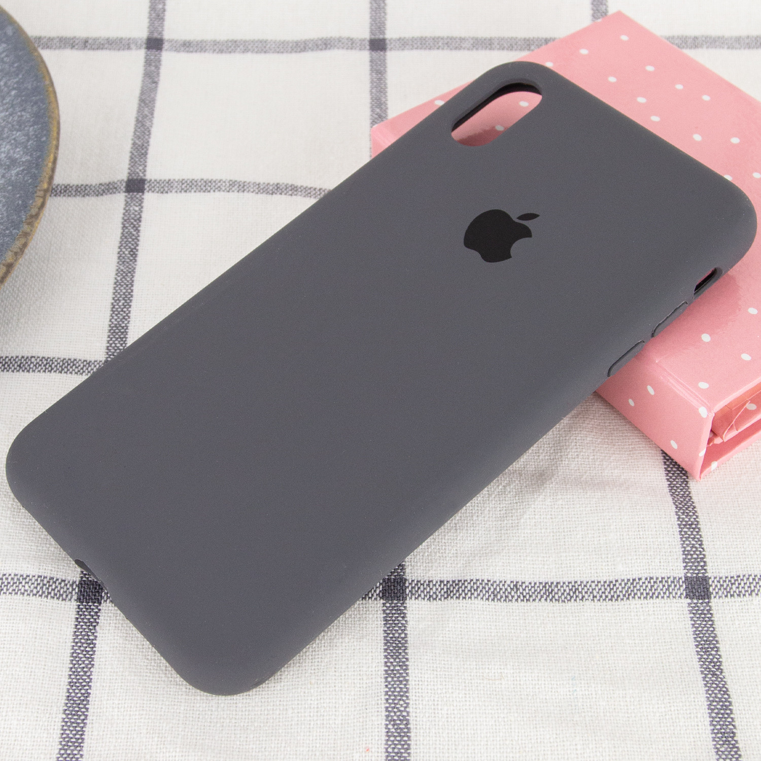 Silicone Case Full Protective (AA) для iPhone X/Xs (5.8") (Dark Gray)-1